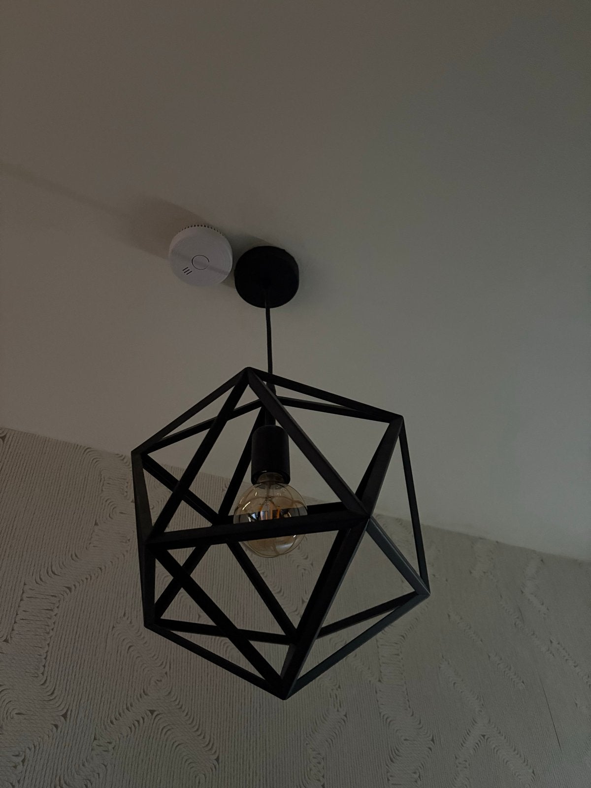 Industriële hanglamp - Zwart geometrisch design, Huis en Inrichting, Ophalen, Zo goed als nieuw, Metaal, E27 (groot)