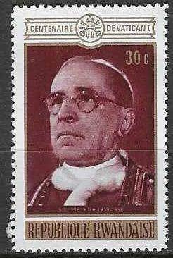 Rwanda 1970 - Yvert 402 - Paus Pius XII (PF), Postzegels en Munten, Verzenden, Overige landen, Postfris