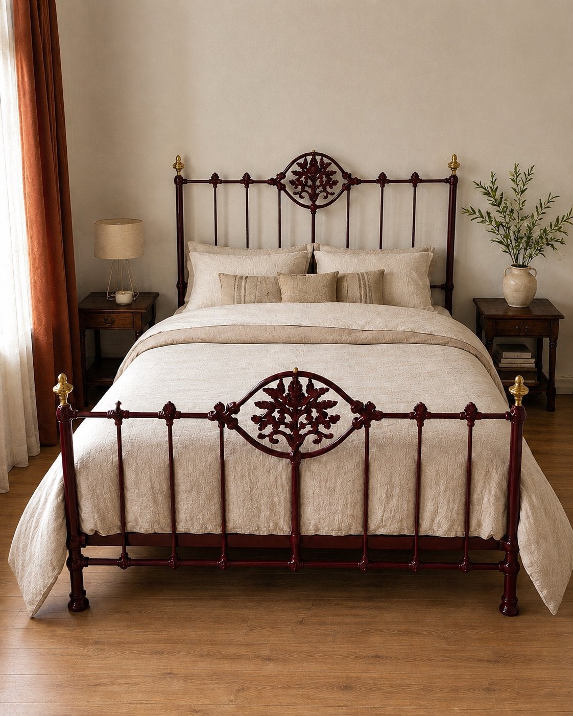 Eyecatcher! Romantisch dieprood metalen bed 160x200 + Auping, Ophalen, Verstelbaar, Eenpersoons, Zwart