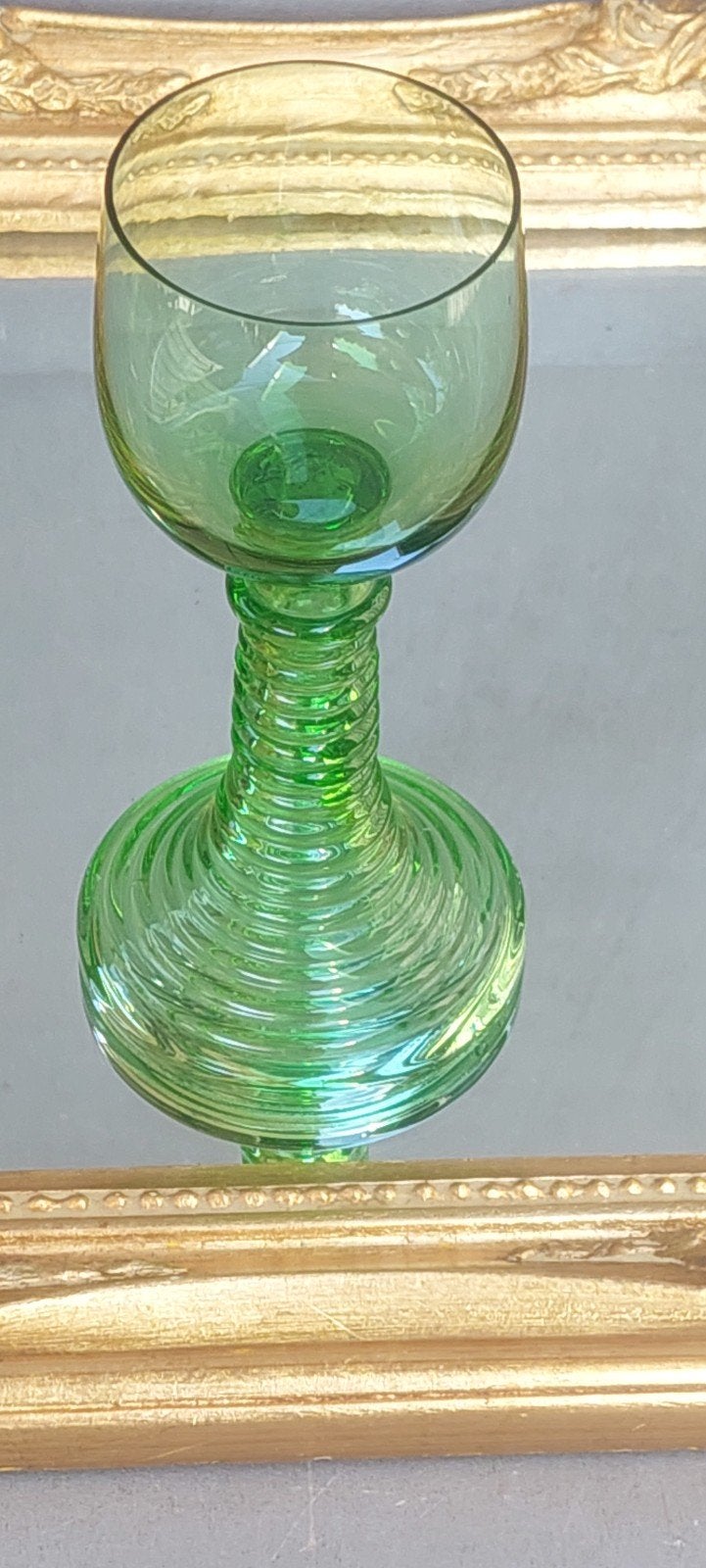 Antiek Groen Glazen Wijnglas - art deco stijl, Antiek en Kunst, Ophalen of Verzenden
