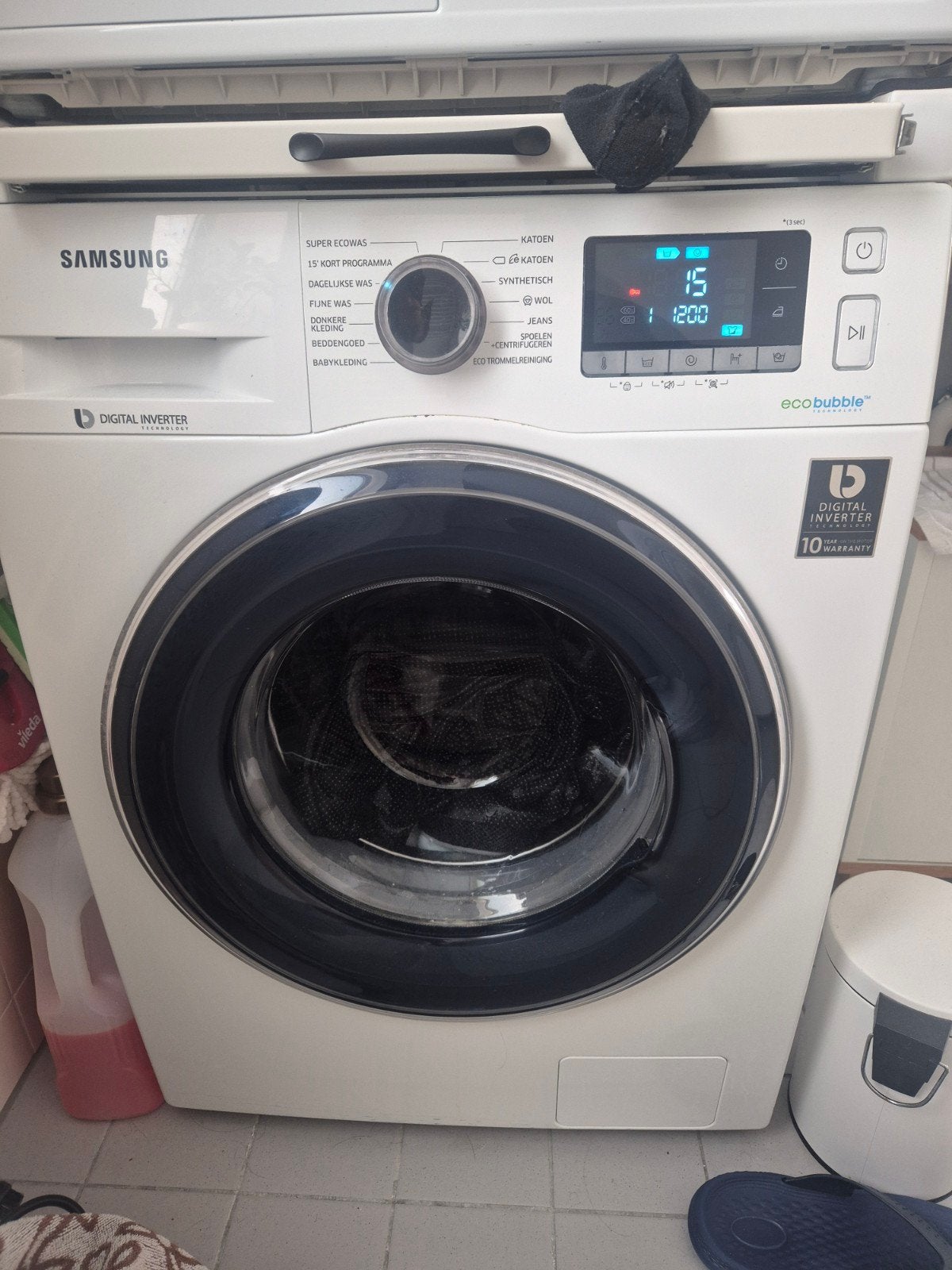 Wasmaschine samsung 9kg ecobubble, 8 tot 10 kg, Ophalen, 1200 tot 1600 toeren, 85 tot 90 cm