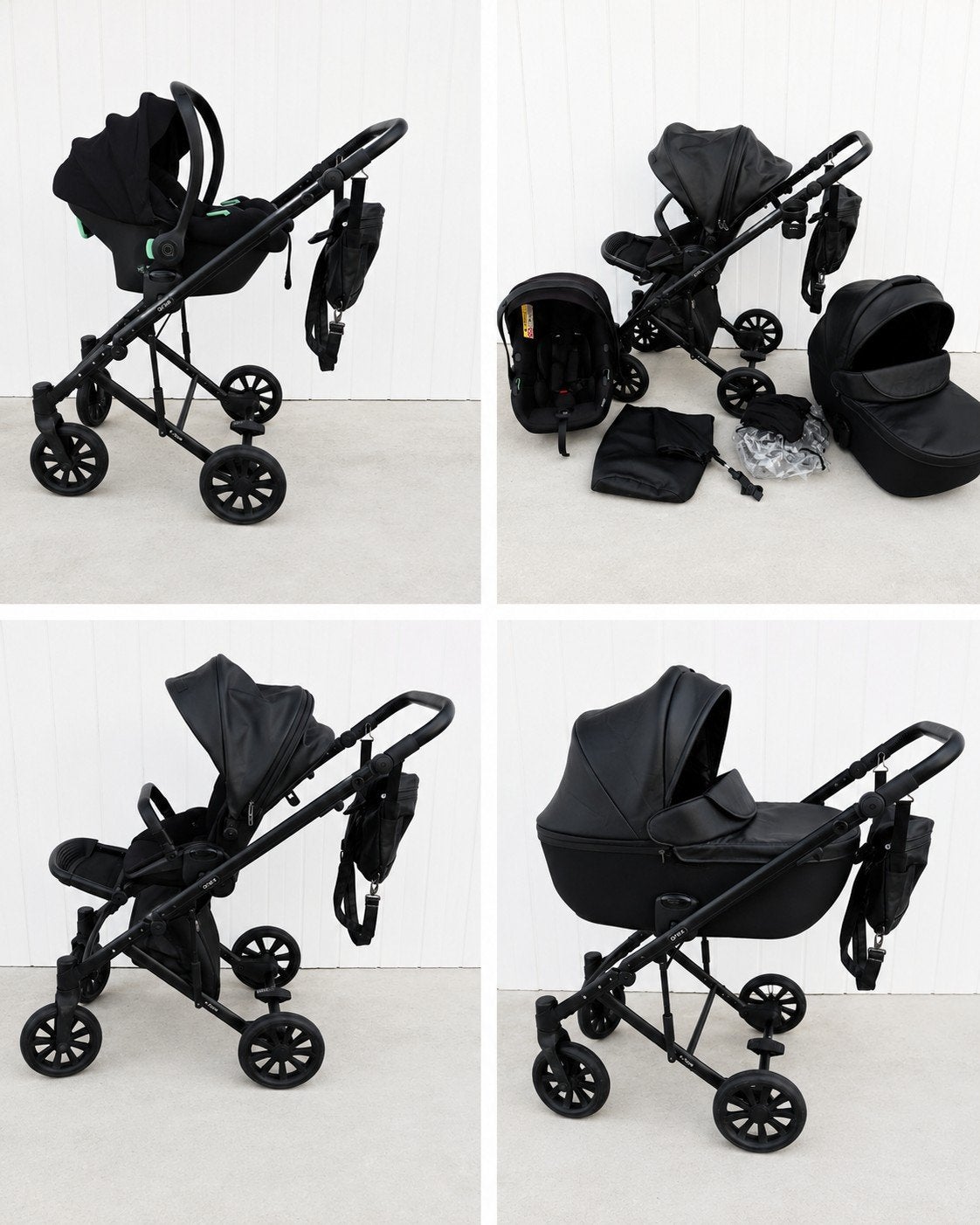 Kinderwagen compleet Anex E-TYPE zwart leer, Met autostoeltje, Zo goed als nieuw, Combiwagen, Ophalen