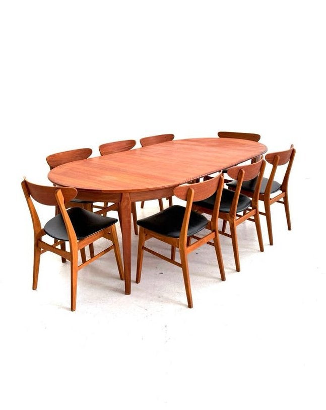 Vintage verlengbare Deense teakhouten eettafel ‘60