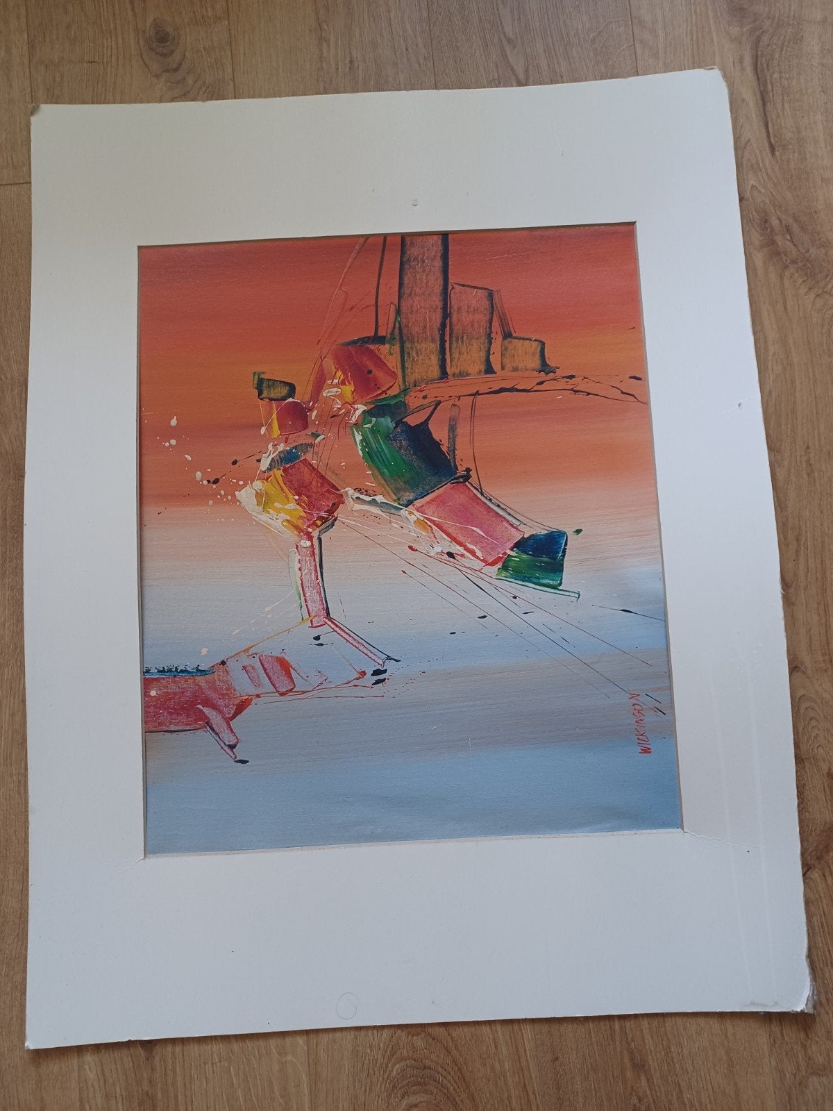 Vroeg abstract schilderij van Mandy Wilkinson, Antiek en Kunst, Kunst | Schilderijen | Modern, Abstract, Acrylverf, Papier/karton