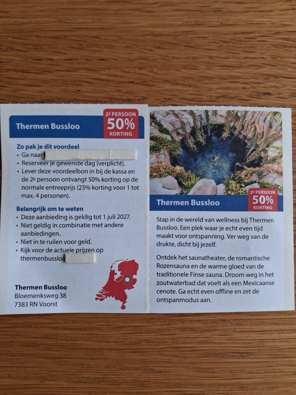 SAUNA THERMEN BUSSLOO 2E PERSOON 50% KORTING!, Tickets en Kaartjes, Twee personen, Kortingsbon, Spa of Sauna