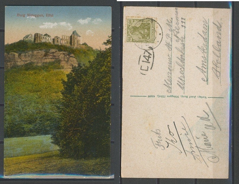 Duitsland 1918 Burg Nideggen Eifel  Ansichtkaart 1036 jdu, Verzenden, Voor 1920, Gelopen, Duitsland