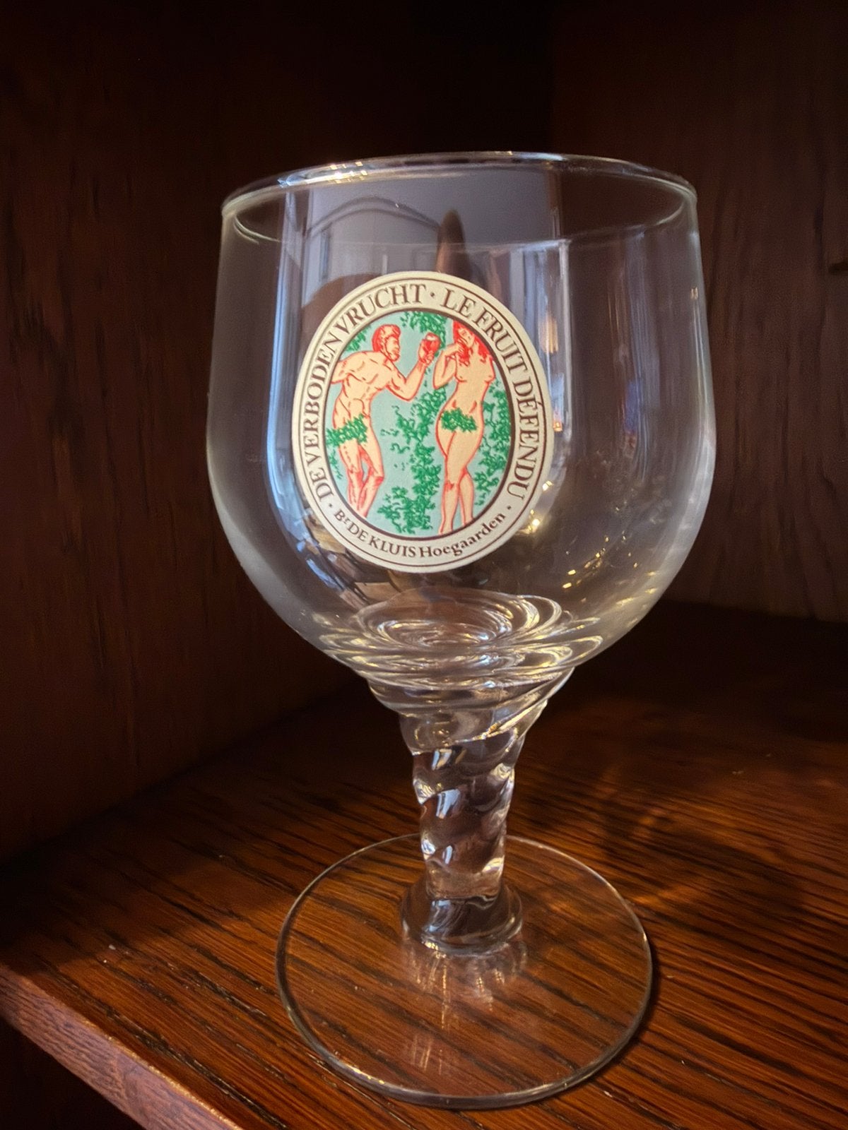 Verboden Vrucht bierglas – De Kluis Hoegaarden, Verzamelen, Biermerken, Ophalen of Verzenden, Zo goed als nieuw, Glas of Glazen