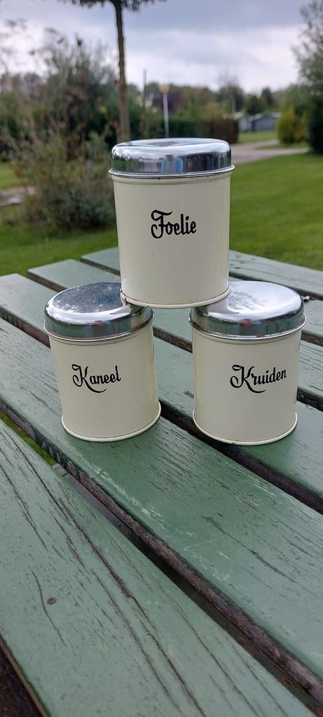 Set van 3 brabantia kruidenbusjes, Gebruikt, Ophalen of Verzenden, Voorraadpot, Metaal