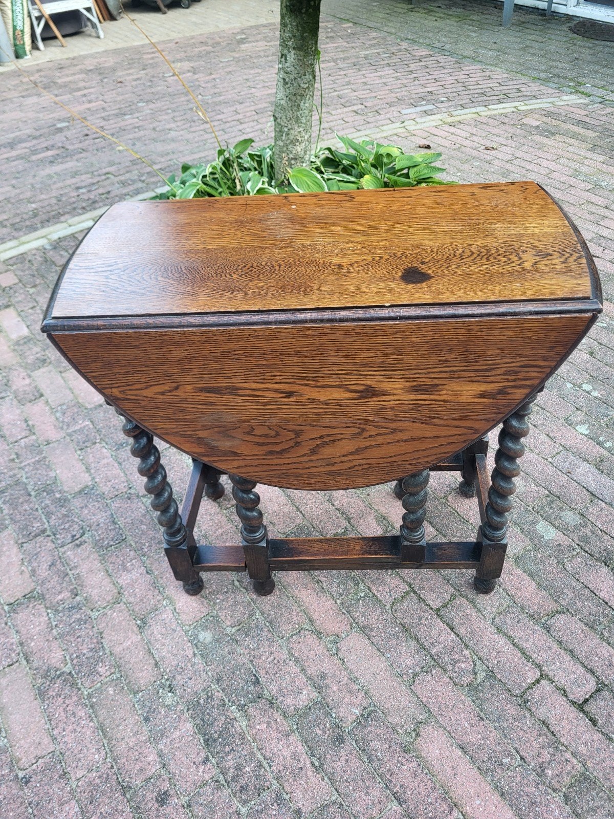 Antiek Eikenhouten Hangoortafel - 105x77x73 cm, Antiek en Kunst, Ophalen