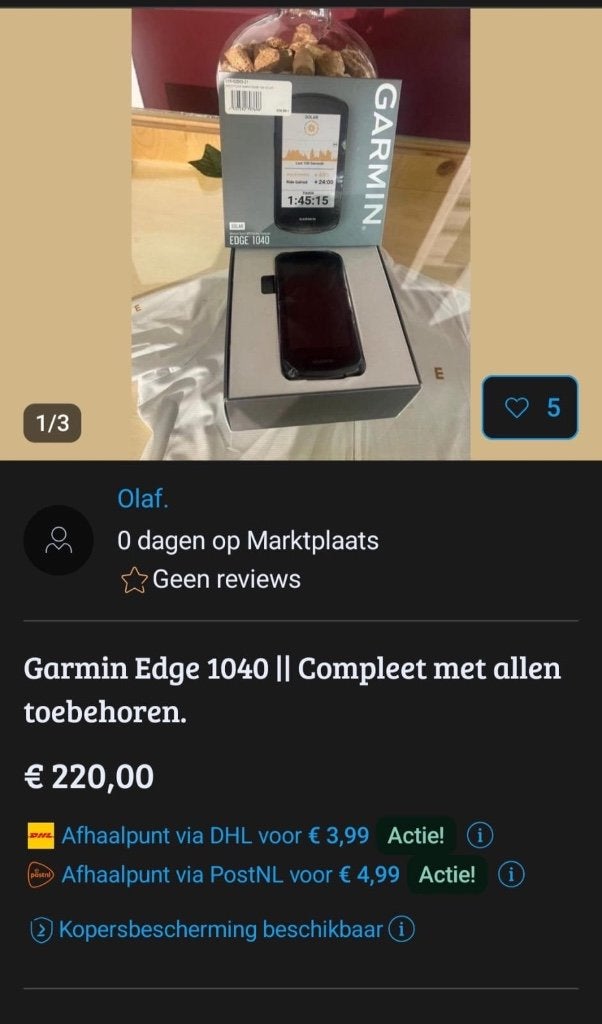 Garmin edge 1040 oplichter, Ophalen, Gebruikt
