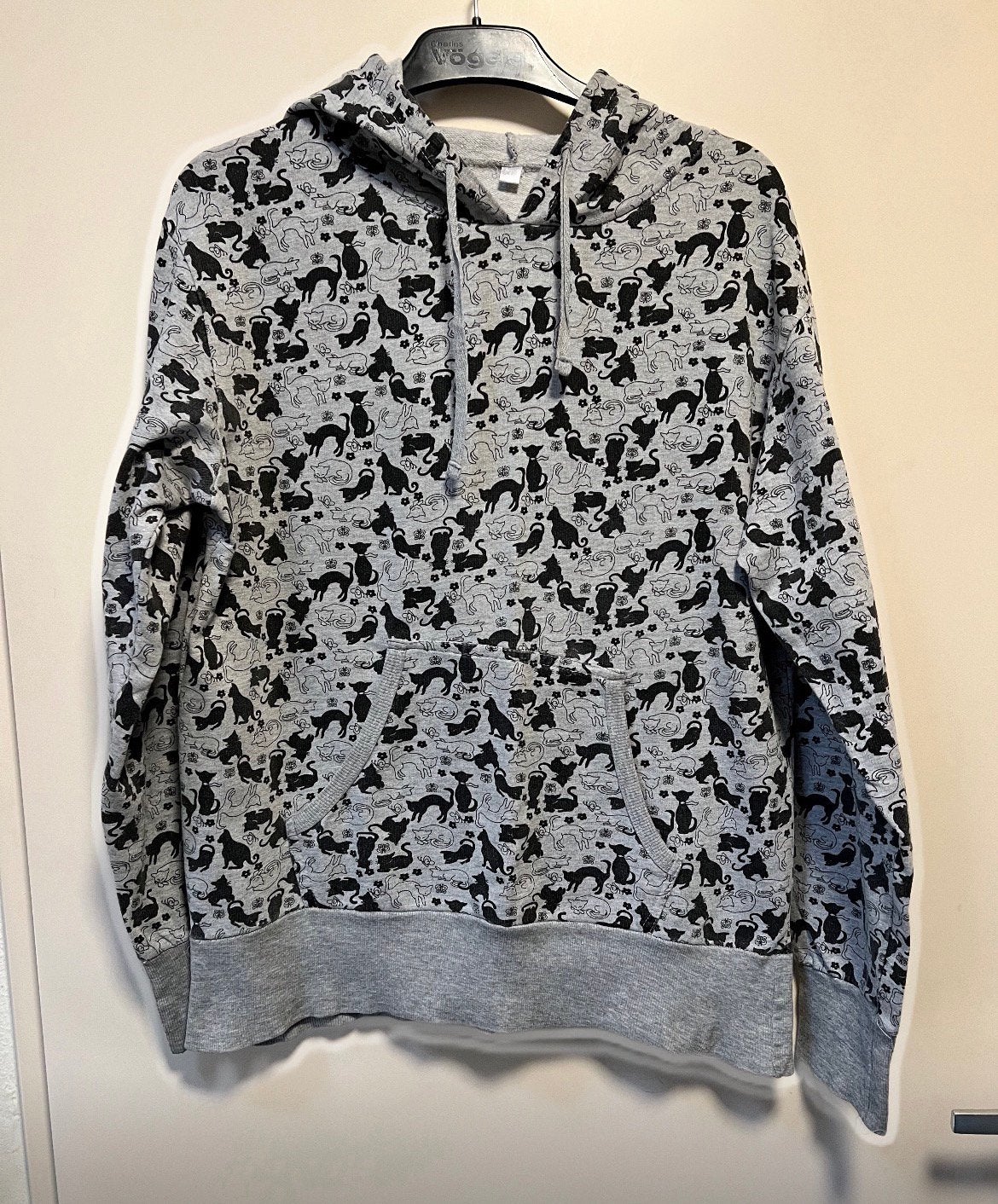 Grijs/zwart hoodie.  Maat M, Kleding | Dames, Verzenden, Gedragen, Maat 38/40 (M), Grijs