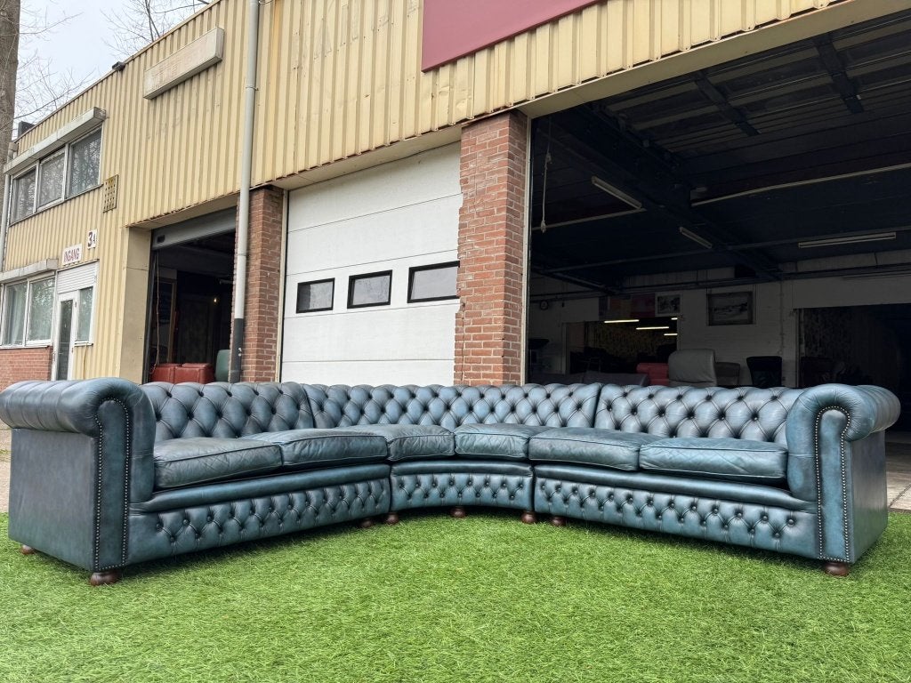 Chesterfield Springvale Rossendale hoekbank blauwe leer bank, Huis en Inrichting, Banken | Bankstellen, Ophalen, Geen, Pahest@hotmail.nl