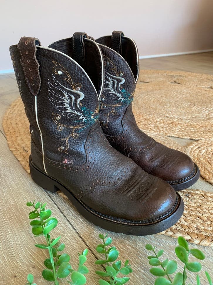 Justin Boots cowboylaarzen 40 41 western boots laarzen, Bruin, A, -, Lage of Enkellaarzen
