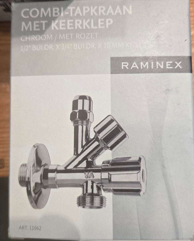 Raminex Combi-tapkraan met Keerklep Chroom, Ophalen of Verzenden, Nieuw, Chroom, Kraan