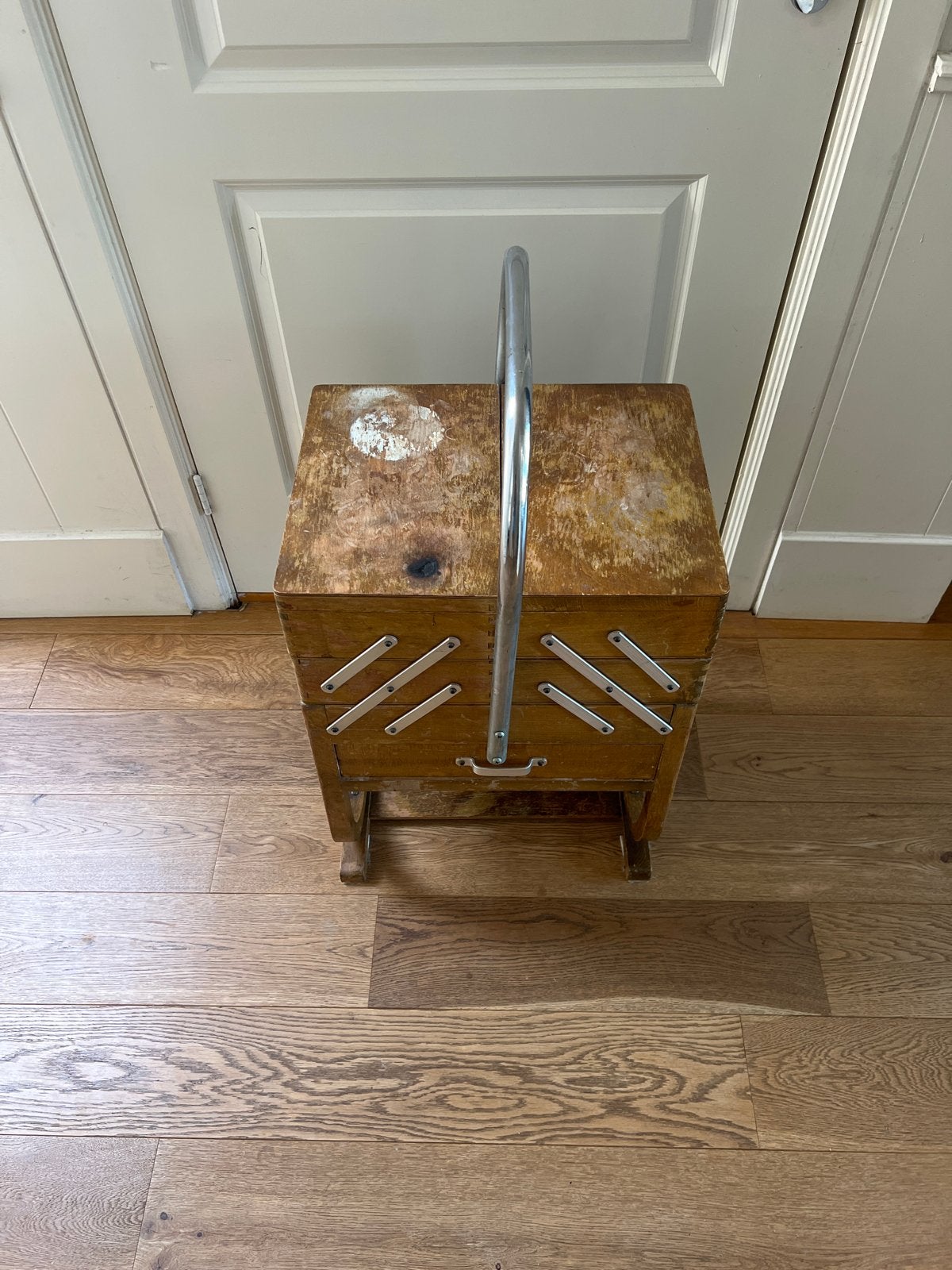 Vintage houten naaidoos/naaikist, Ophalen of Verzenden
