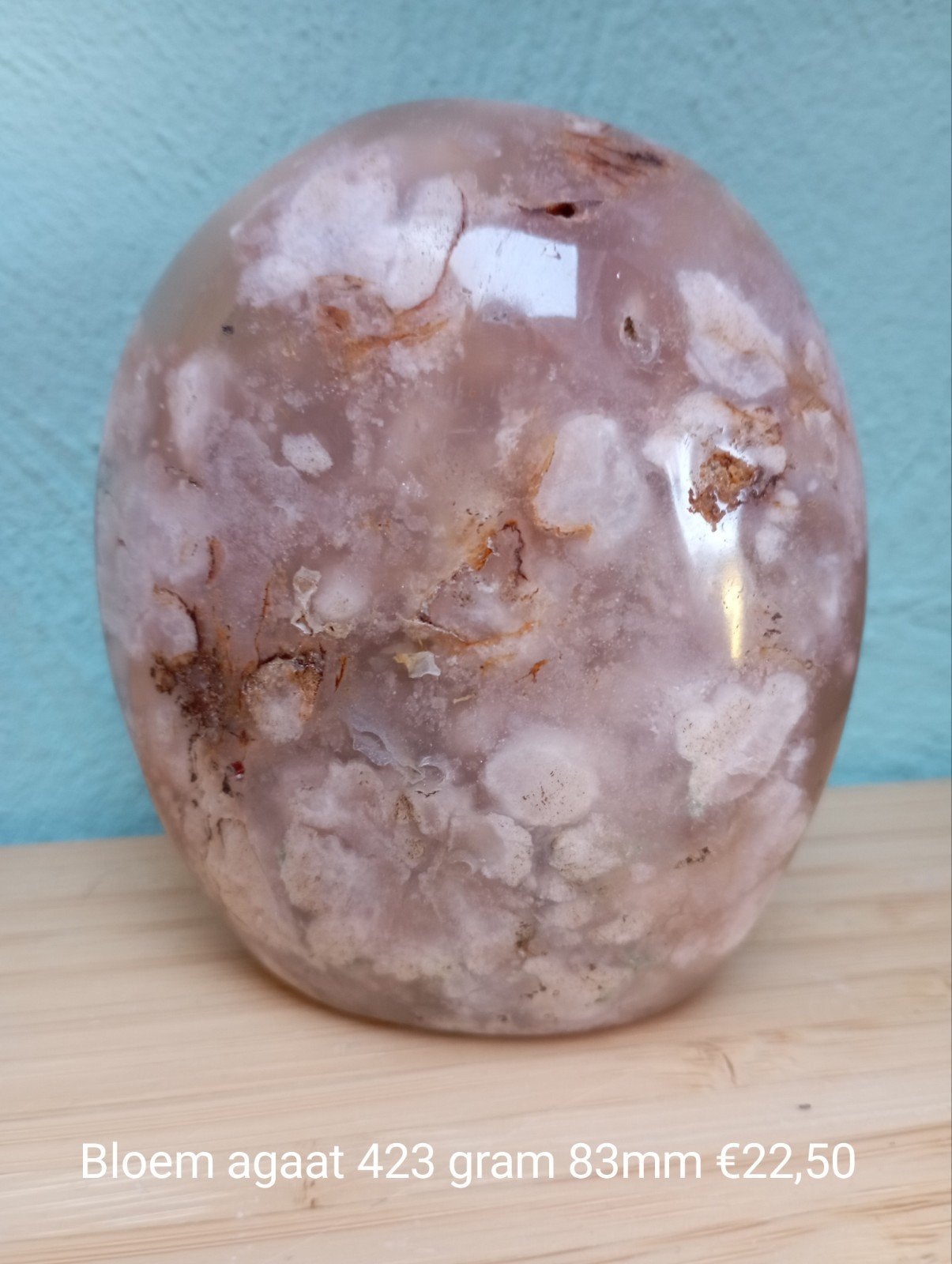 Bloem agaat sculptuur 423gram 83mm, Verzamelen, Ophalen of Verzenden, Mineraal