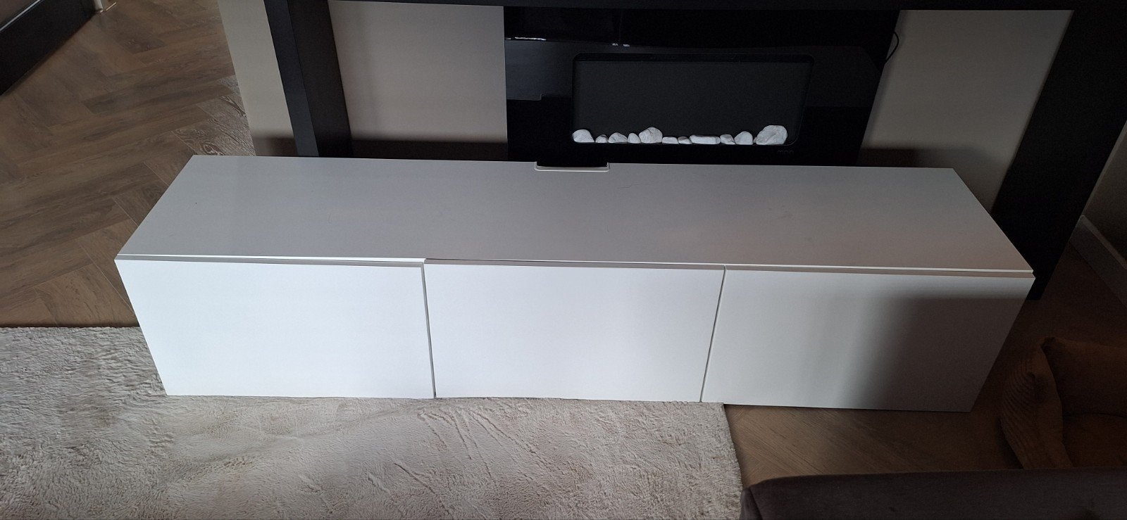 Set van 2 witte tv-meubels, aan elkaar te bevestigen, Ophalen, Overige materialen, Gebruikt, 150 tot 200 cm