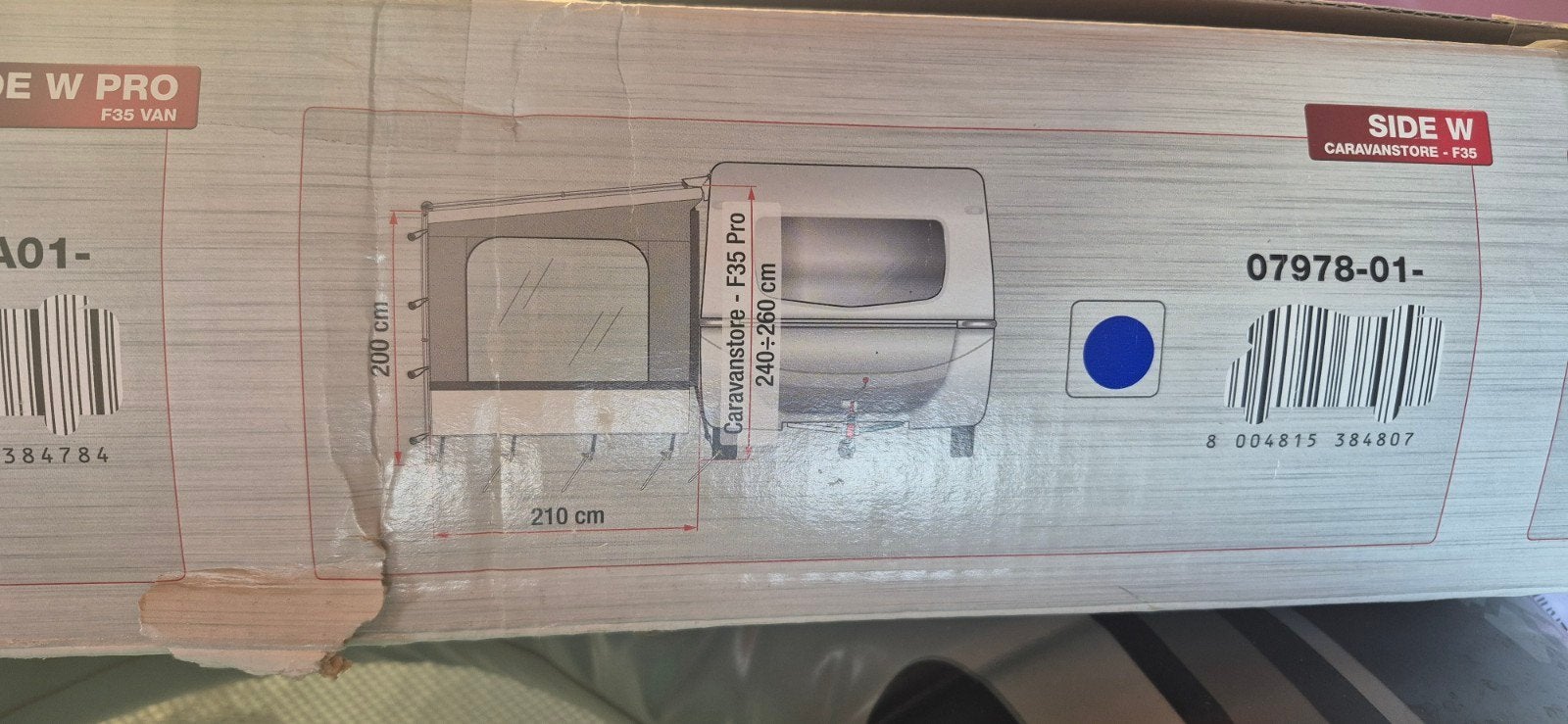 Fiamma zijwand voor zakluifel - uitval 225cm, Ophalen, Zo goed als nieuw