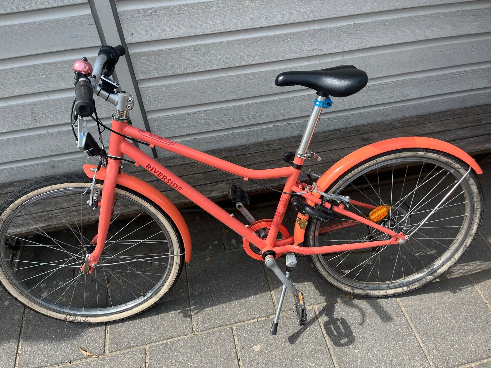 Riverside kinderfiets - 24 inch - roze/oranje, Ophalen, Velgrem, Handrem, Gebruikt