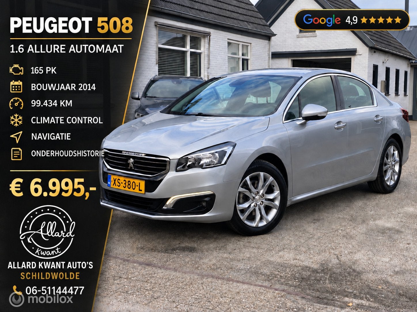 Peugeot 508 1.6 (165pk) Allure/Automaat/99.dkm/Trekhaak, Auto's, Gebruikt, Euro 6, 4 cilinders, 14 km/l