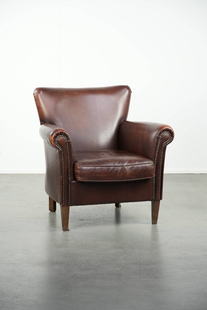 Comfortabele schapenleren fauteuil/ armchair met karakter, Ophalen, Gebruikt, Schapenleer, /