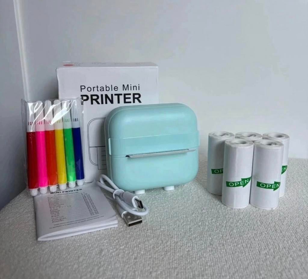 Mini Pocket Printer Set Inclusief 6 etiket Rollen!, Ophalen of Verzenden, Nieuw, Etiket