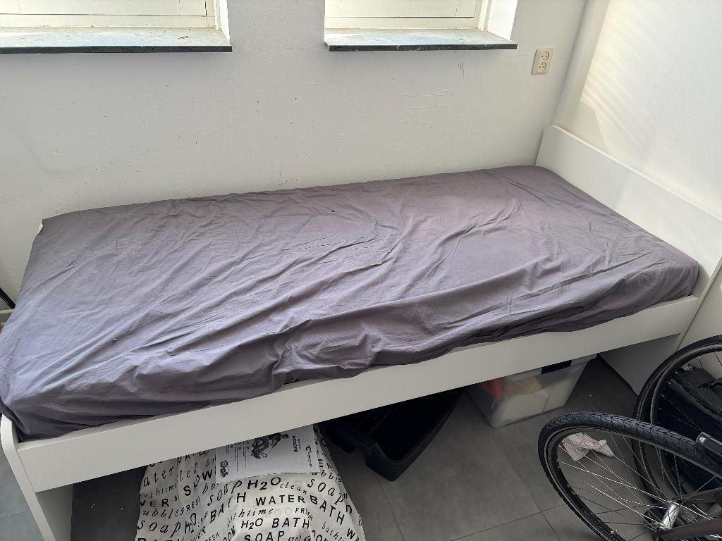 bed, Ophalen, 90 cm, Eenpersoons, Wit