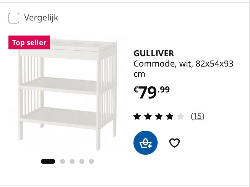 IKEA Gulliver Commode Wit met Extra's, Ophalen, Gebruikt, 50 tot 70 cm, 75 tot 100 cm