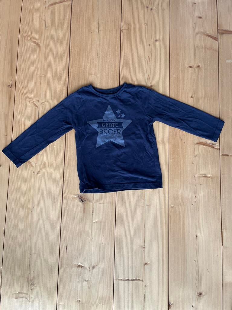 Donkerblauw shirt 'Ik word grote broer' maat 86/92 HEMA, Ophalen of Verzenden, Zo goed als nieuw, Jongetje of Meisje, Shirtje of Longsleeve