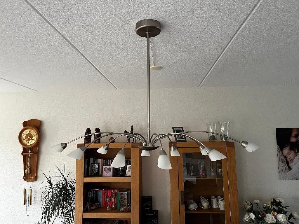 Steinhauer hanglamp met 10 arm incl. dimmer, Huis en Inrichting, Ophalen, Gebruikt, Glas, 75 cm of meer