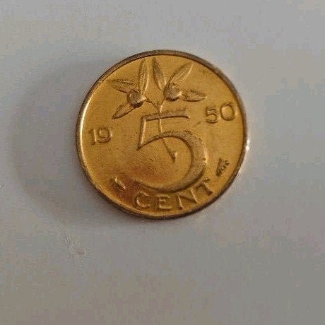 Juliana Gulden 5 Cent Munt 1950 (Zeer Uniek -Perfect), Koningin Juliana, Losse munt, 5 cent, Goud