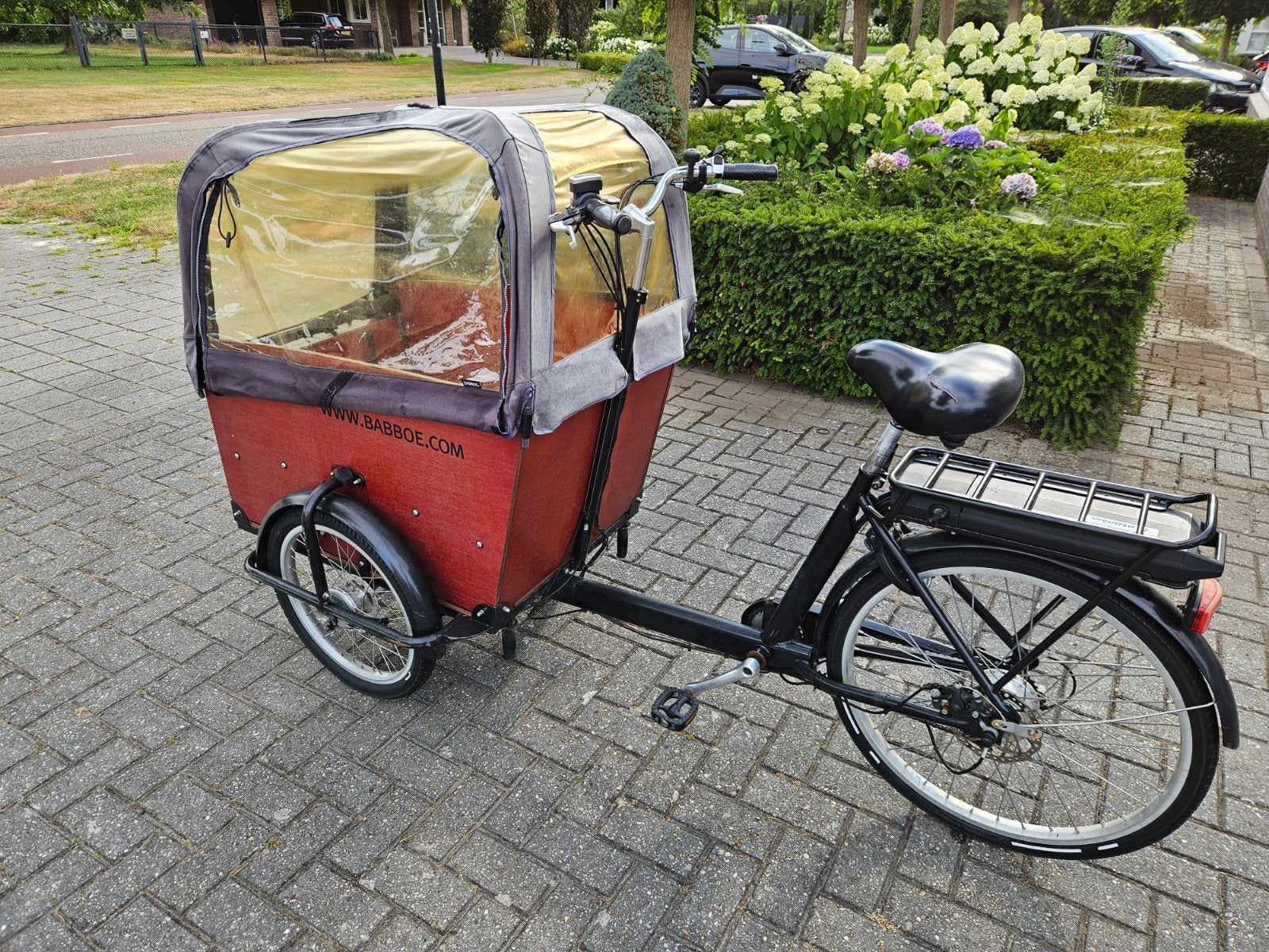 Babboe Big Elektrische Bakfiets met Accu en Oplader, Ophalen, Gebruikt, 4 kinderen of meer, Huif