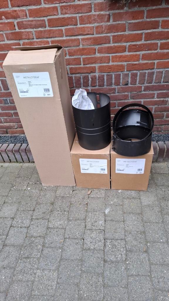 Metalotherm Rookkanaal 180mm met 3+1 Klemringen Zwart, Ophalen, Nieuw