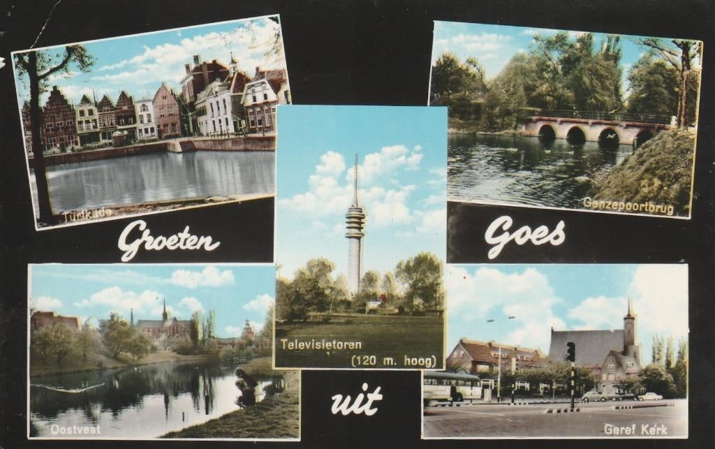 GOES Turfkade Oostvest Televisietoren Kerk Groeten kl.f., Verzenden, 1960 tot 1980, Gelopen, Zeeland