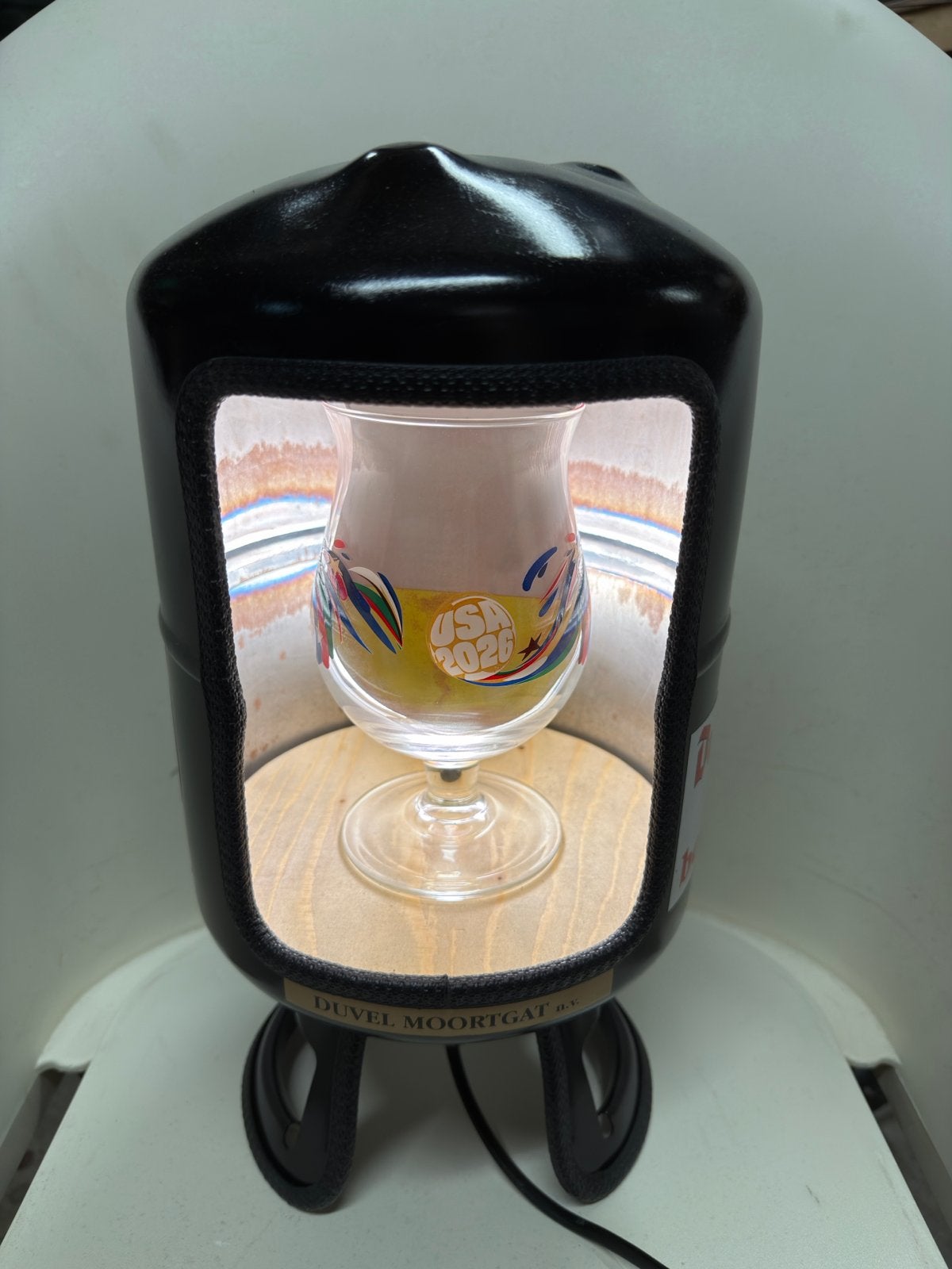 Unieke handgemaakte Duvel lamp met glas, Overige merken, Gebruikt, Zwart, Industrieel