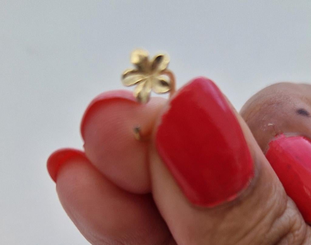 Goudkleurige Neuspiercing Neusring met Bloem zilver, Ophalen of Verzenden, Zo goed als nieuw, Zilver, Neuspiercing