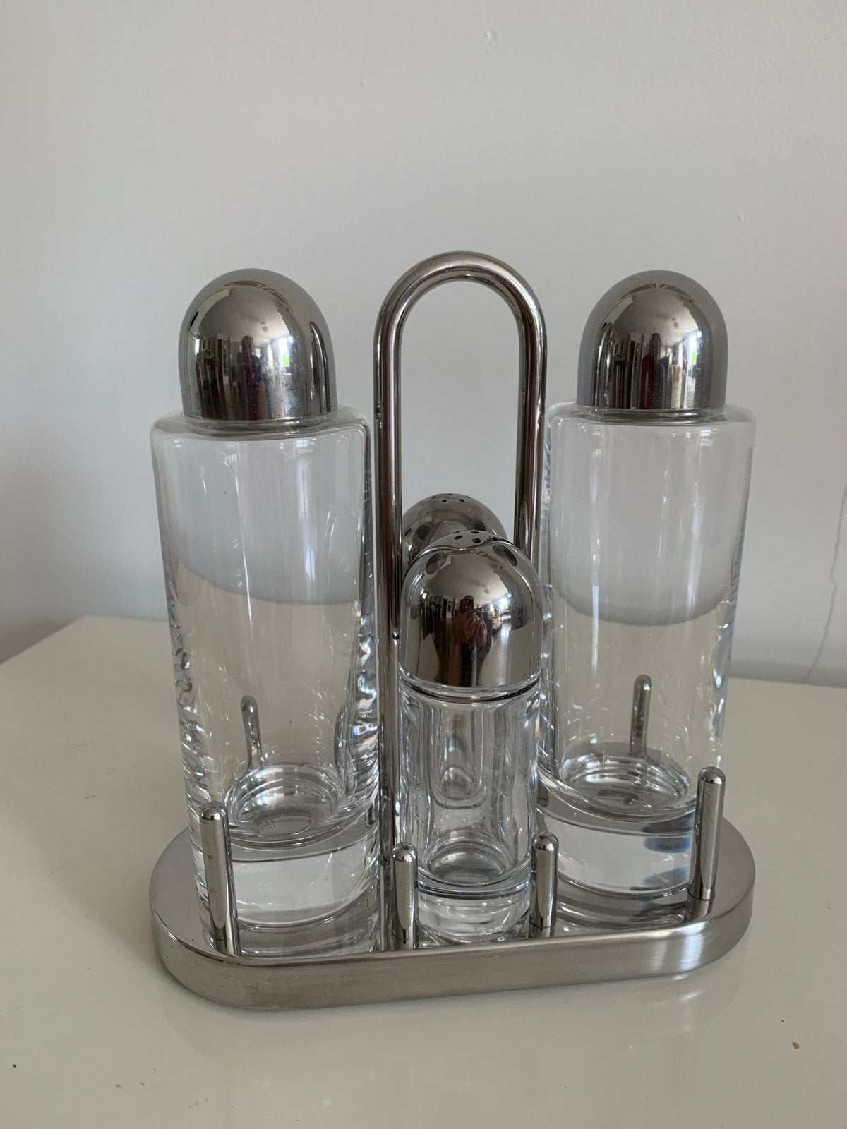 Alessi Olie 5070 kruiden Set - Ettore Sottsass, Zilver, Ophalen of Verzenden, Zo goed als nieuw, Alessi