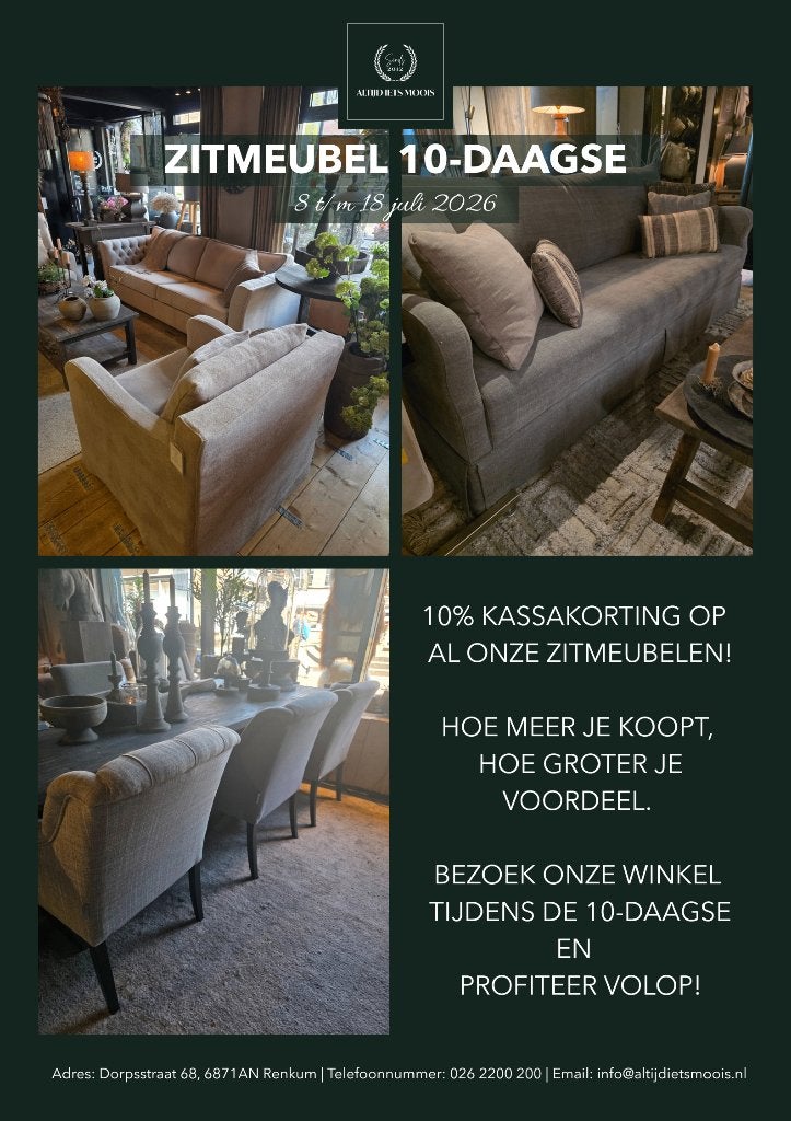 ZITMEUBEL 10-DAAGSE MET 10% KORTING OP ALLE ZITMEUBELEN, Huis en Inrichting, Banken | Bankstellen, Nieuw, Ophalen of Verzenden