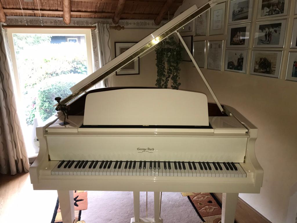 Mooie George Steck GS-72 vleugel, Muziek en Instrumenten, Piano's, Ophalen, Wit, Zo goed als nieuw, Hoogglans