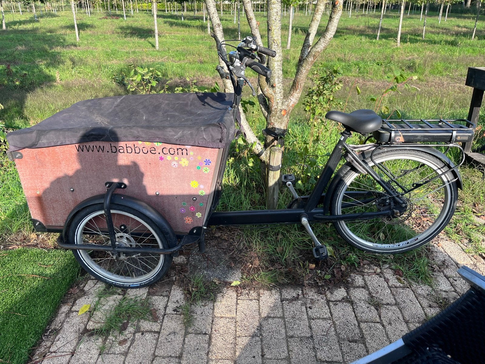 Babboe bakfiets met elektrische ondersteuning, Gebruikt, Elektrisch, Ophalen of Verzenden, 2 kinderen