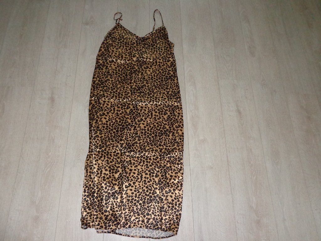 panterprint lange jurk van Juul & Belle, maat L, Bruin, Maat 42/44 (L), Ophalen of Verzenden, Zo goed als nieuw