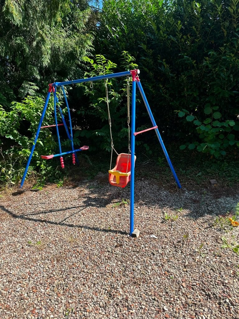 Blauw metalen schommelframe, Kinderen en Baby's, Speelgoed | Buiten | Speeltoestellen, Ophalen, Gebruikt, Schommel