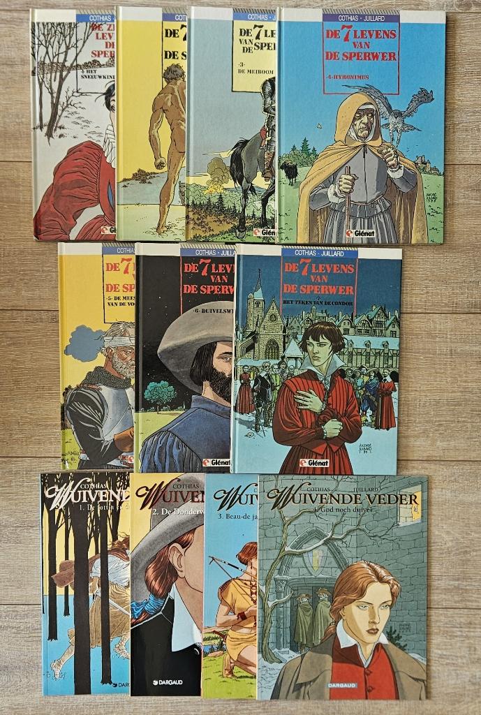 De 7 levens van de Sperwer 1-7 hc + Wuivende Veder 1-4 sc, Boeken, Cothias, Complete serie of reeks, Ophalen of Verzenden, Zo goed als nieuw