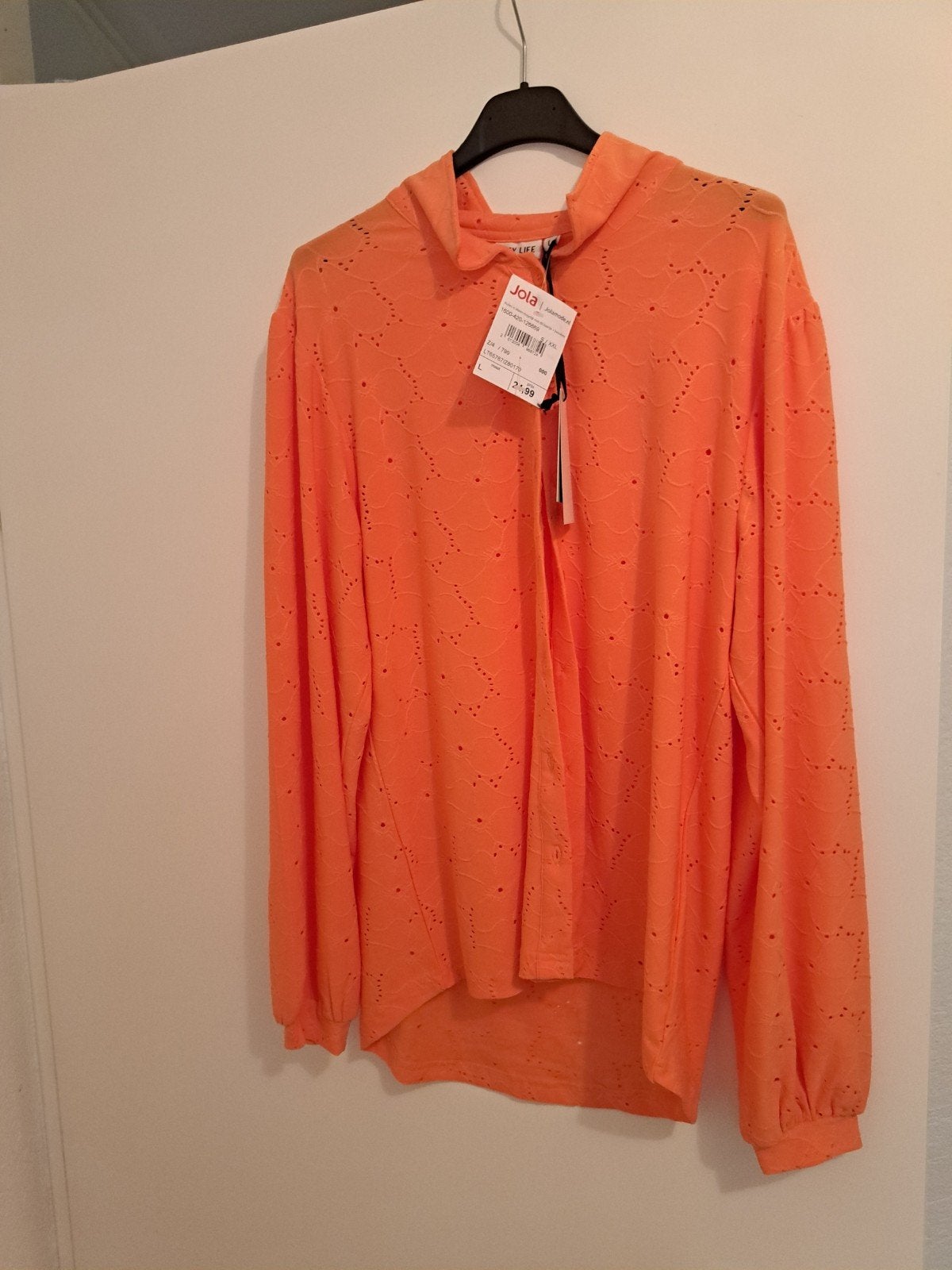 Jola oranje blouse met lange mouwen en opengewerkt patroon, Kleding | Dames, Jola, Maat 42/44 (L), Nieuw, Oranje