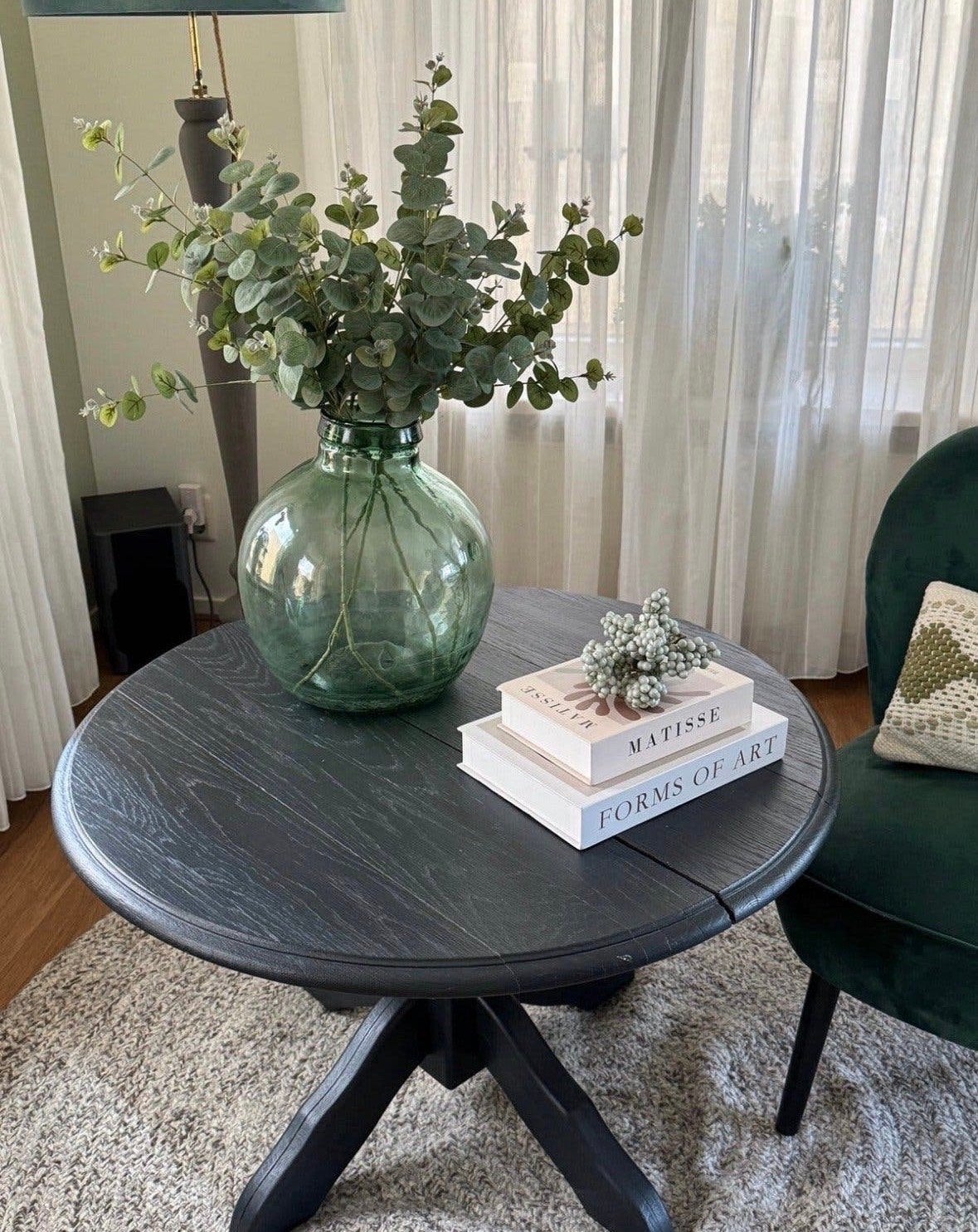 Mooie ronde zwarte tafel - decoratie, hoek of plantentafel, Rond, Zo goed als nieuw, Hout, Ophalen