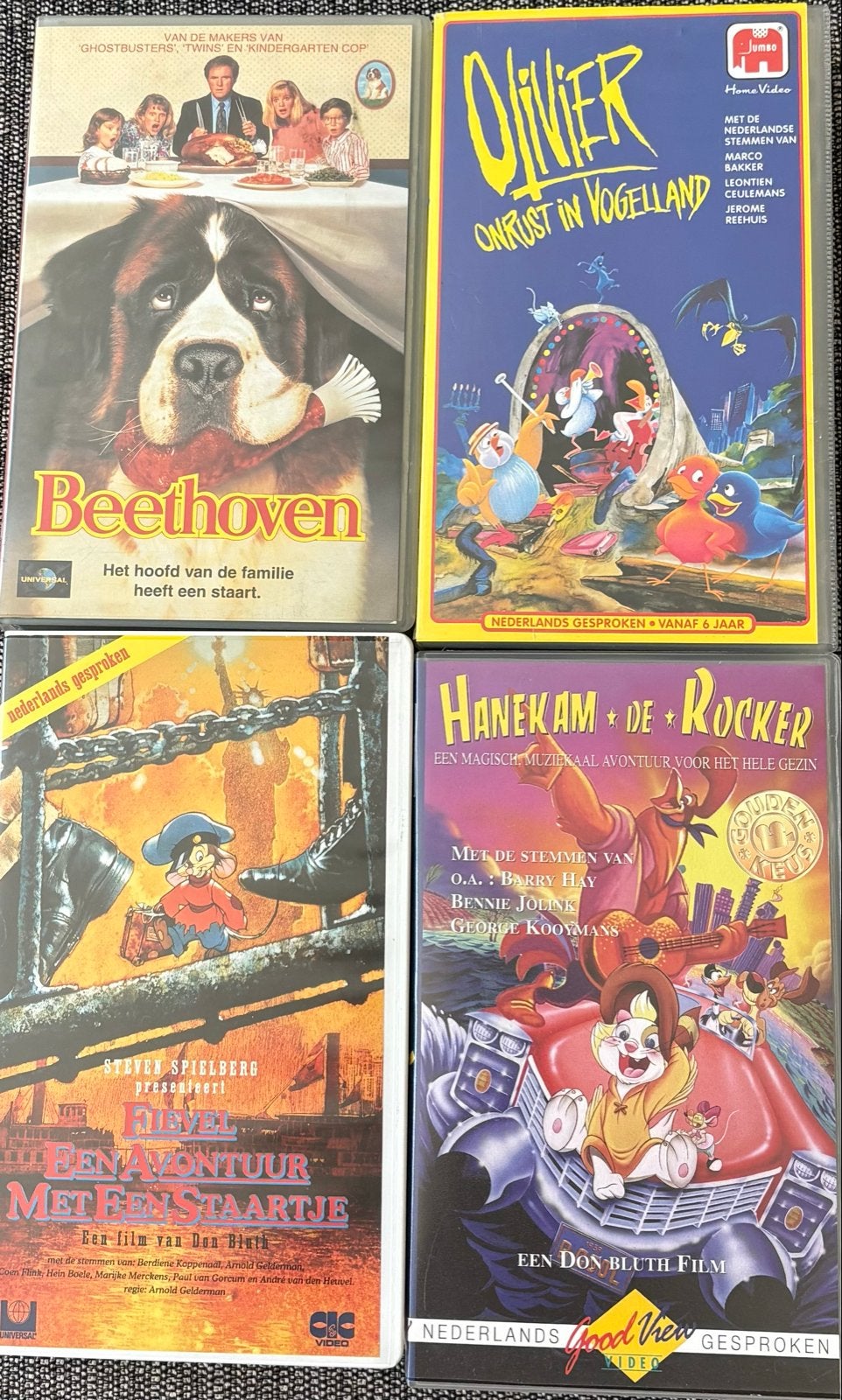 VHS films: Beethoven, Olivier, Fievel, Hanekam de Rocker, Ophalen, Nederlands ondertiteld, Gebruikt, Alle leeftijden