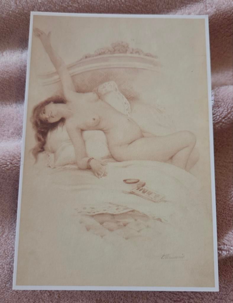 Naakte vrouw op bed, Verzenden, 1980 tot heden, Ongelopen, Overige thema's