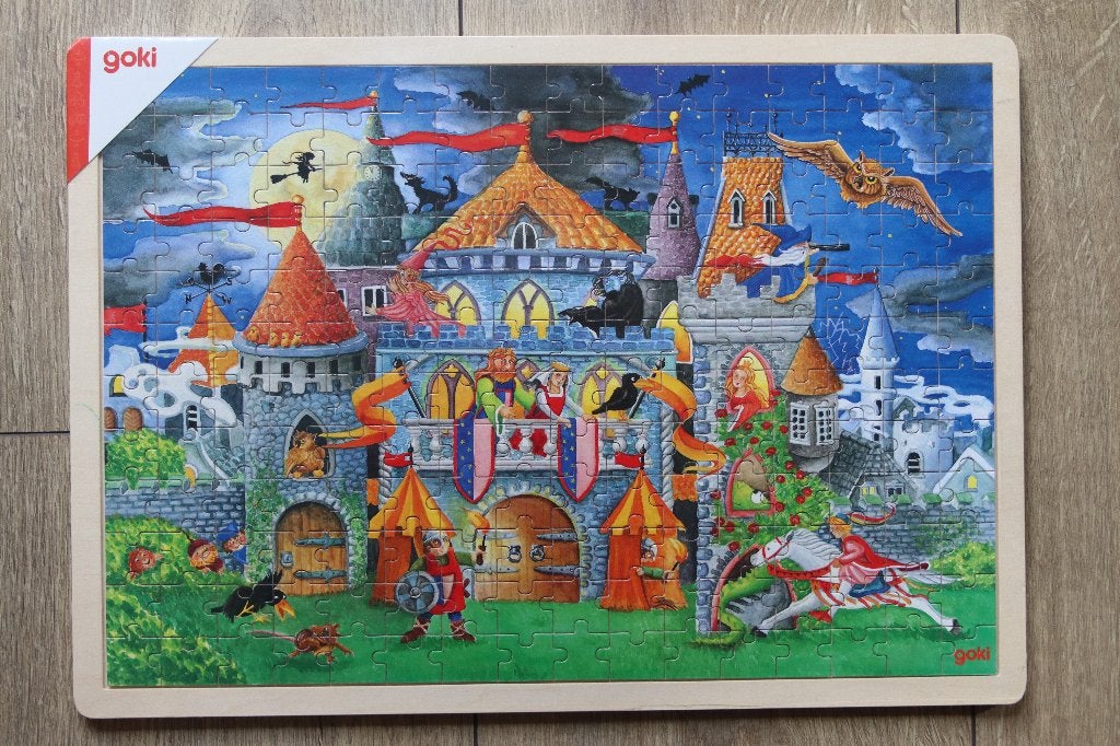 Goki Houten Puzzel 192 st.- Kasteel -nog nieuw in verpakking, Nieuw, Van hout, 4 tot 6 jaar, Meer dan 50 stukjes