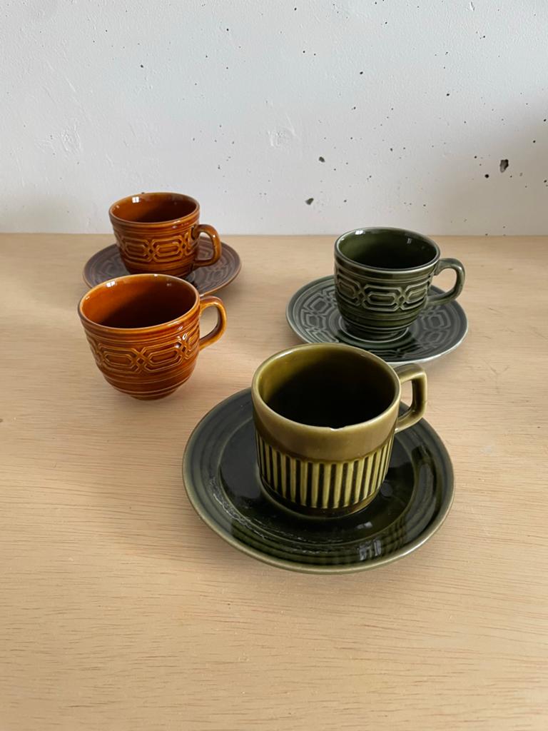 Vintage Tams Made in England Kop en Schotel Set (Set van 4), Ophalen of Verzenden