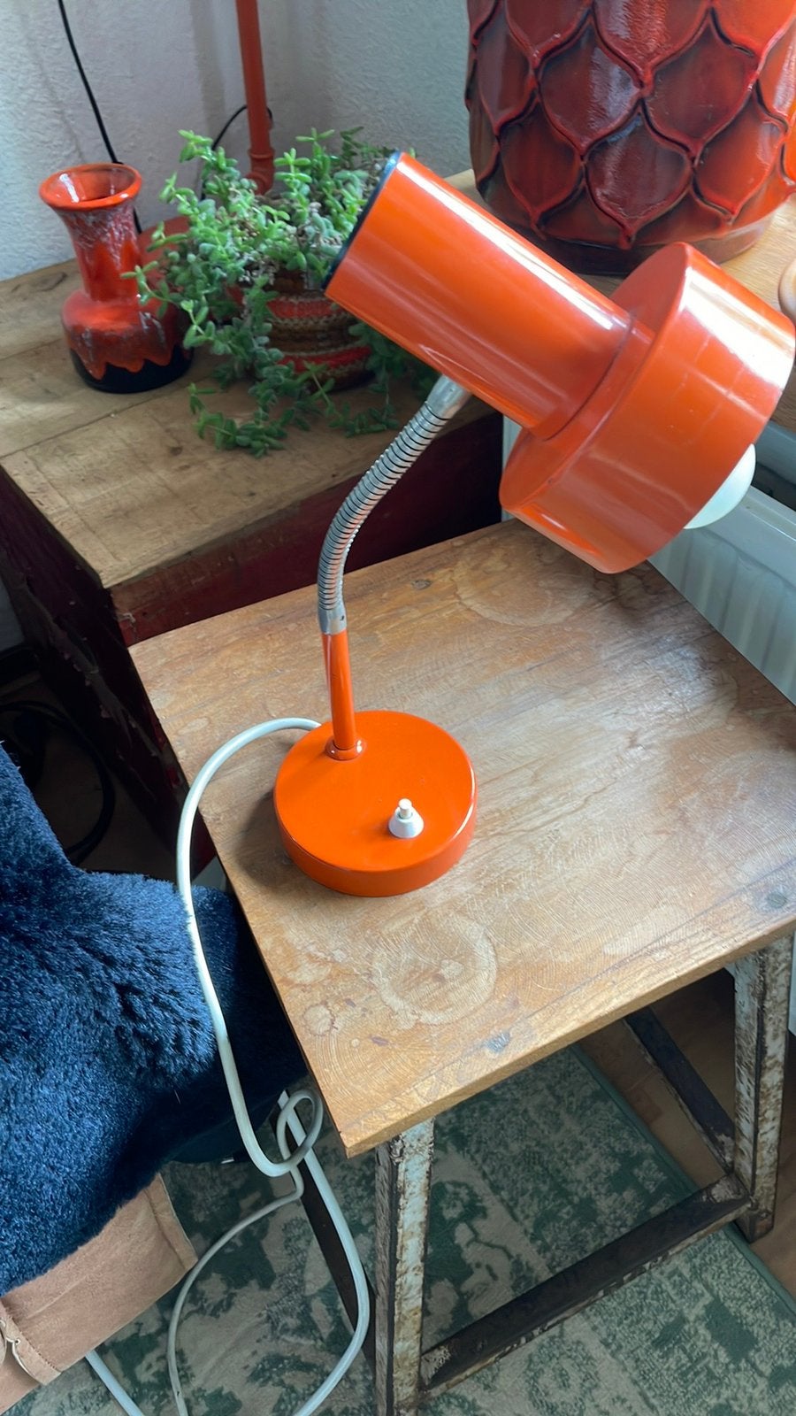 Vintage oranje schemerlamp in mooie staat., Ophalen of Verzenden, Gebruikt